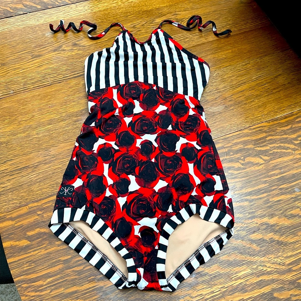 Kandi Kouture rose print halter style leotard